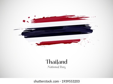 Happy national day of Thailand with creative brush flag background