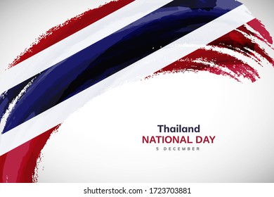 Happy national day of Thailand. Watercolor brush stroke flag background. Creative national country flag with Abstract watercolor grunge brush flag