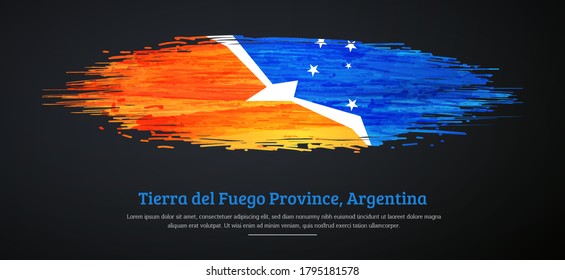 Fröhlicher Nationalfeiertag der Provinz Tierra del Fuego Argentinien mit Aquarellfarben-Grunge-Hintergrund