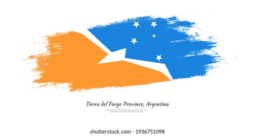 Happy national day of Tierra del Fuego Province, Argentina with national flag on artistic stain brush stroke background