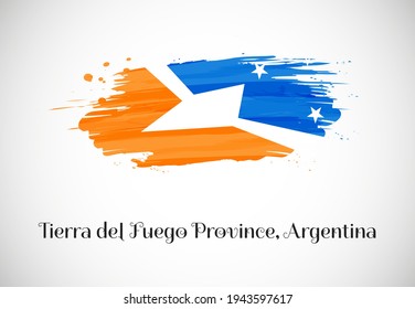 Happy national day of Tierra del Fuego Province Argentina with creative brush flag background