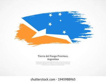 Happy national day of Tierra del Fuego Province, Argentina with national flag on grunge texture