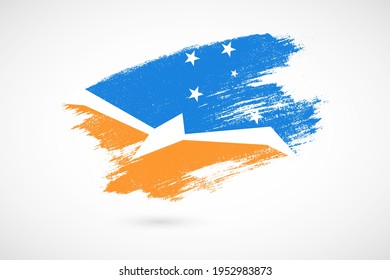 Happy national day of Tierra del Fuego Province, Argentina with vintage style brush flag background