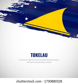 Happy national day of Tokelau with brush style watercolor country flag background