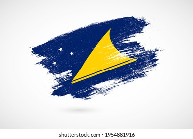 Happy national day of Tokelau with vintage style brush flag background