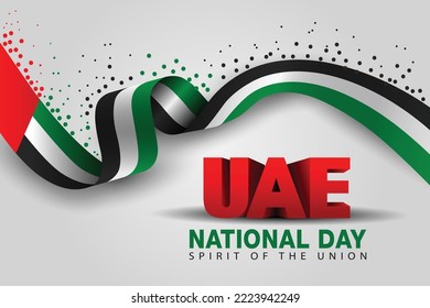 happy national day with UAE flag. 3d letter vector illustration design