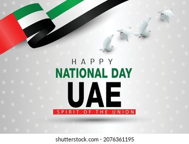 happy national day uae. flying  dove with UAE flag. vector illustration design.