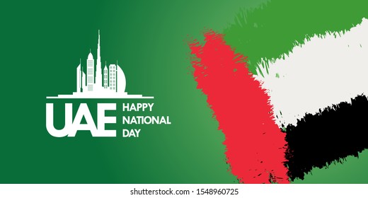 Happy National Day UAE. United Arab Emirates national day greeting card design.