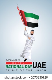 Happy national day UAE Vector Template Design Illustration. Arab man running with flag	