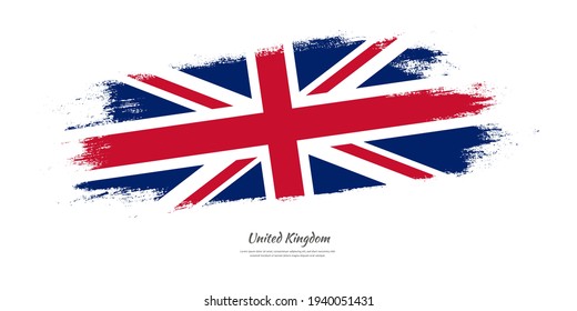 Happy national day of United Kingdom with national flag on artistic stain brush stroke background