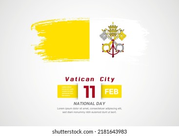 Happy National Day of Vatican City. Abstract country flag on hand drawn brush stroke vector patriotic background.