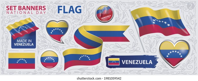 Happy National Day of Venezuela. Set of Banners. Flyer design