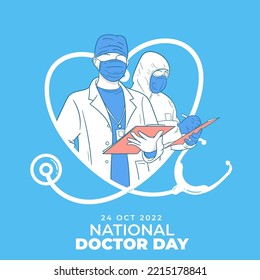 Happy National Doctor Day 24 October 2022 Social Media Post Vector Illustration. Happy Doctor's Day Who Has Fully Contributed To Serving The Community. National Doctor's Day Using Vector Illustration