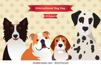 Feliz Día Nacional del Perro el 26 de agosto. Ilustración vectorial del Día Nacional del Perro. Ideal para cartas, pancartas y emblemas.