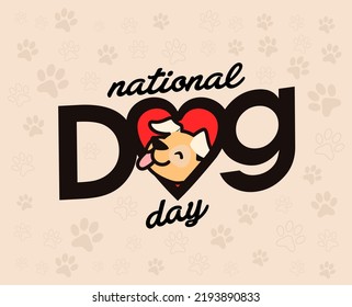 Happy National Dog Day. greeting card.