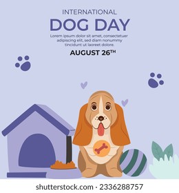 Happy national Dog day greeting card vector design. social media template illustration .