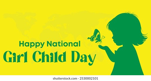 Happy National Girl Child Day poster, Child Day Vector Template, 24 January