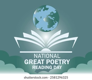  Happy National Great Poetry Reading Day, April 28. Banner, poster, card, placard, background design.