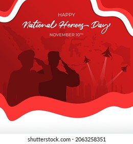 Happy National Heroes day November 10th. Indonesian National Heroes day November 10th background banner design