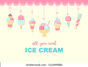 Happy national ice cream day in flat style,Vector illustrations.