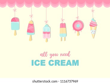 Happy national ice cream day in flat style,Vector illustrations.