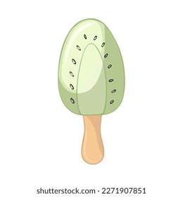 Happy National Ice Cream Day card. Hand-drawn kiwi on a stick