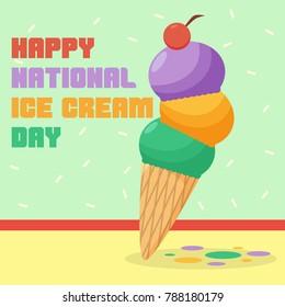 Happy National Ice Cream Day Illustration Stock Vector (Royalty Free ...