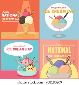 Happy National Ice Cream Day Illustration