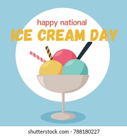 Happy National Ice Cream Day Illustration
