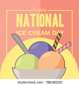 Happy National Ice Cream Day Illustration