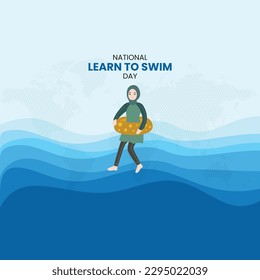 Happy National Learn to Swim Day. Holiday concept. Swimming Template for background, banner, poster. Swimming learning concept.