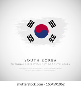 Happy National liberation day of South Korea greeting background. Creative National liberation day of South Korea patriotic background with South Korea brush stroke national flag.