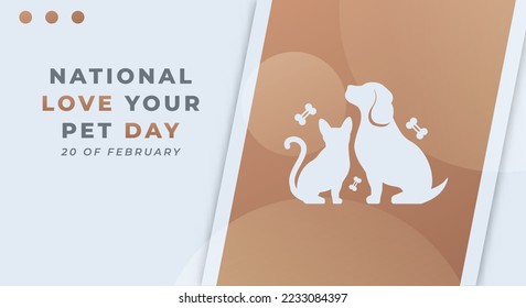 Feliz Amor Nacional Tu Día De La Mascota Febrero Vector Diseño Ilustración. Plantilla para fondo, cartel, cartel, publicidad, tarjeta de felicitación o elemento de diseño impreso