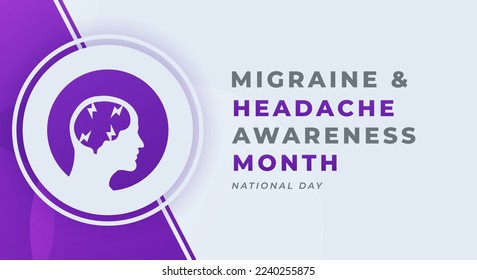 Happy National Migraine and Headache Awareness Month Celebration Vector Design Illustration for Background, Poster, Banner, Advertising, Greeting Card