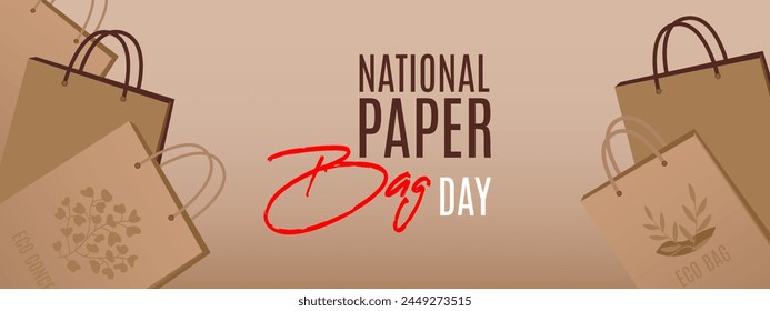 Happy National Paper Bag Day. Eco concept. Template for banner, poster, flyer, background, card.