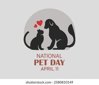 Happy National Pet Day, April 11 Celebration Vector Design Illustration. Template for Background, Poster, Banner, Advertising, Greeting Card or Print Design Element.