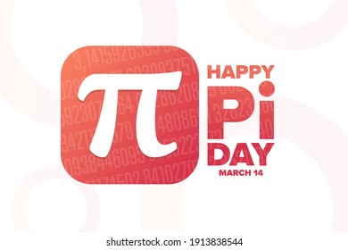 Happy National Pi Day. March 14. Holiday concept. Template for background, banner, card, poster with text inscription. Vector EPS10 illustration