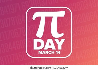 Happy National Pi Day. March 14. Holiday concept. Template for background, banner, card, poster with text inscription. Vector EPS10 illustration