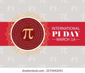 Happy National Pi Day. March 14. Holiday concept. Template for background, banner, card, poster with text inscription.