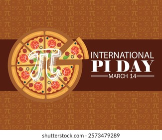 Happy National Pi Day. March 14. Holiday concept. Template for background, banner, card, poster with text inscription.