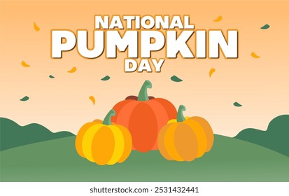 Happy National Pumpkin Day with an orange pumpkin