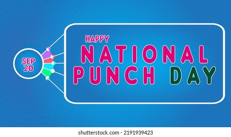 Happy National Punch Day, September 20. Calendar of September Text Effect, Vector design