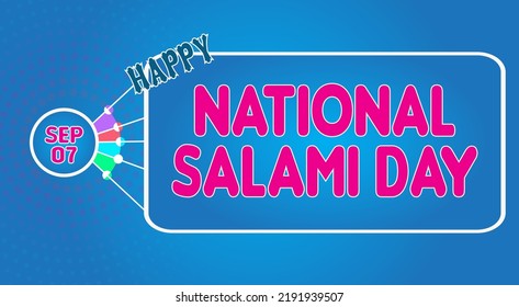 Happy National Salami Day , September 6. Calendar of September Text Effect, Vector design