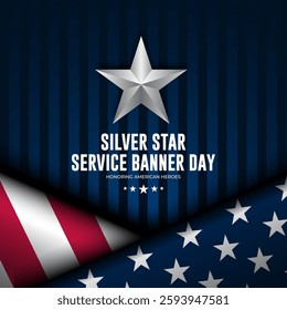 Happy National Silver Star Service Banner Day Background Design Illustration