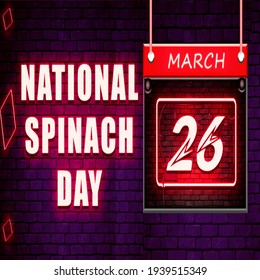 Happy National Spinach Day, Calendar icon, vector illustration, on Bricks background