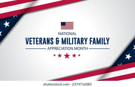 Happy National Veterans And Military Family Appreciation Month Is November. Background Vector Illustration