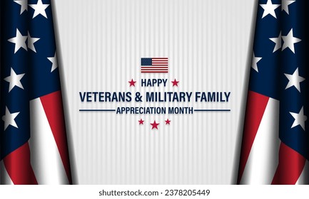 Happy National Veterans And Military Family Appreciation Month Is November. Background Vector Illustration