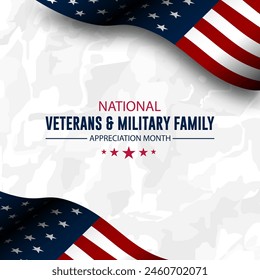 Happy National Veterans And Military Family Appreciation Month Is November. Background Vector Illustration