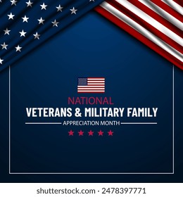 Happy National Veterans And Military Family Appreciation Month Is November. Background Vector Illustration