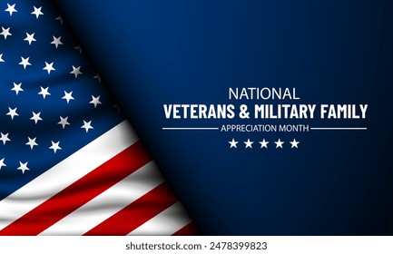 Happy National Veterans And Military Family Appreciation Month Is November. Background Vector Illustration